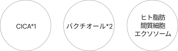 CICA*1 / バクチオール*2 / ヒト脂肪間質細胞エクソソーム